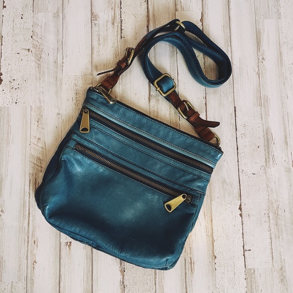 Fossil Handbags - Fossil | Blue and Brown Voyager Leather Crossbody